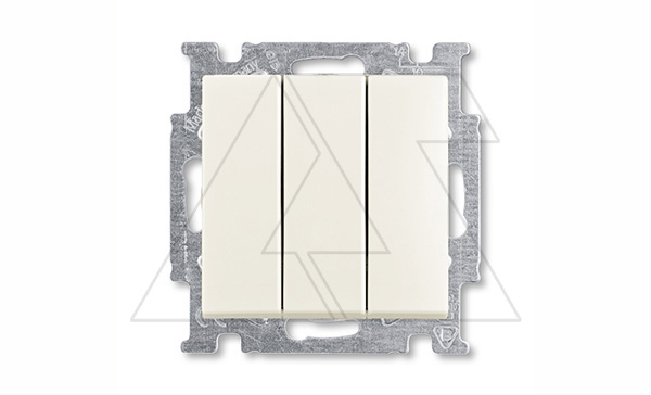 Basic 55 - Выключатель трехклавишный (шале-белый)