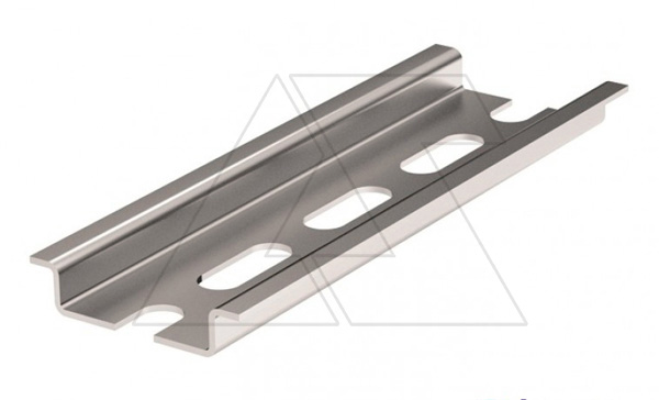 DIN-рейка перфорированная TH35(TS35), 35x7.5x1mm, перф. 18x6.3 - 25mm, L=2m, сталь хол. оцинк. 8µm