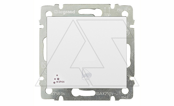 Valena - Выключатель без фиксации с символом звонка 10A, IP 44, белый