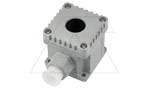 Корпус для поста кнопочного, алюминий, серый, 75x80x56mm, 1 место 30mm, IP66