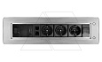 Блок розеточный встраиваемый 2хRJ45 кат. 5e UTP + HDMI + 3x2P+E (Shuko) со шторками, с электроприводом, кабель 1,5м, 3680вт, алюминий от интернет-магазина amperkin.by