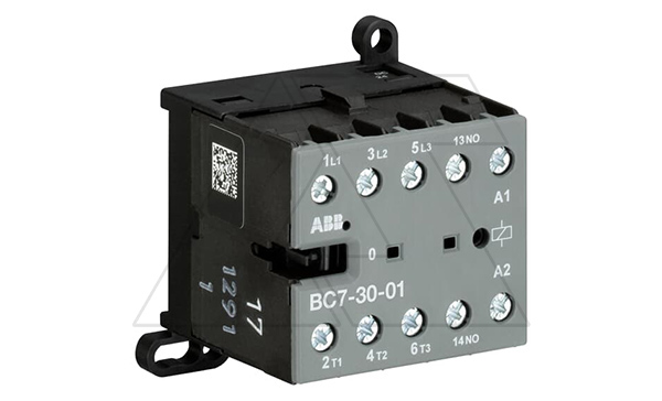 Мини-контактор BC7-30-01-01 24VDC, 3NO 12A(20A-AC1) 5.5kW, всп.контакт 1NC (4A-AC15)