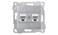 Rita - Розетка 2хRJ-45 кат. 5e UTP, нерж. сталь от интернет-магазина amperkin.by