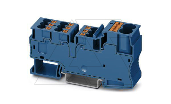 Клемма потенциальная PT 2X10/9X4 BU /18,5mm, push-in, 2 присоед. x10mm2, 9 присоед. x4mm2, 57A, 800V, синяя