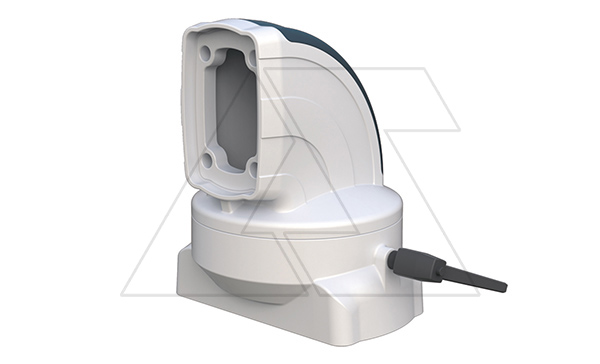 Держатель панели поворотный (90°) угловой (90°) ETR045 с фиксацией, ⌀130мм, RAL7035/RAL5020, m=1кг
