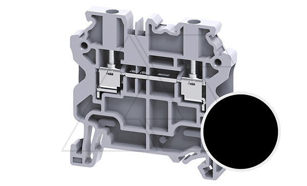 Клемма проходная CY2.5BK /5x50mm, винтовая, 2 присоед., 2,5(max 4)mm2, 24A, 1000V, черная