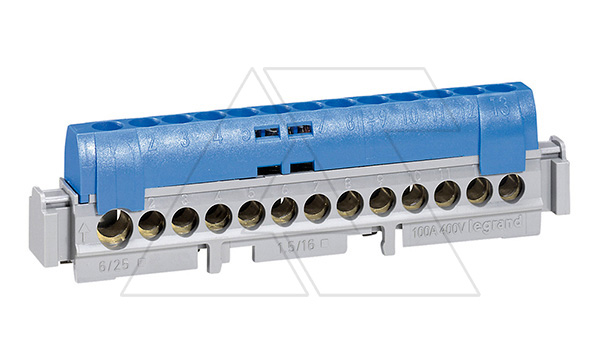 Клеммная колодка "синяя" 1х6-25+16х1.5-16мм2, L=141мм (стикерованный)