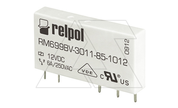 Реле RM699BV-3211-85-1012, 1CO, 0.05A(30VAC/36VDC), AgSnO2/Au 3µm, 12VDC, для печатных плат и цоколя, IP67
