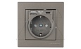 Rita - Розетка 2P+E, USB Type A, USB Type С, 2,4A (однопостовой монтаж в комплекте с рамкой), антрацит от интернет-магазина amperkin.by