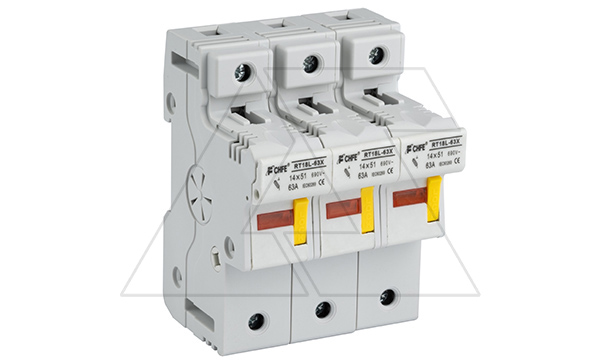 Держатель вставок плавких цилиндр., 3P, 63A, 690VAC, 14x51mm, LED, 4.5M