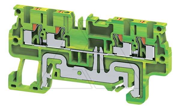 Клемма защитного проводника CPG1.5/4 /3,5x66,9mm, push-in, 4 присоед., 1,5(max 2,5)mm2, желто-зеленая