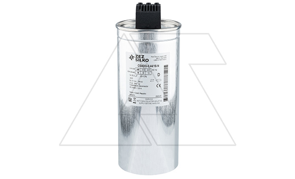 Конденсатор CSADG-0,44/18N, трехфазный, 18kVAr(440VAC), 15kVAr(400VAC), MKP заполненный газом, двухсторонний клеммник S=16mm², нормальный режим, IP20