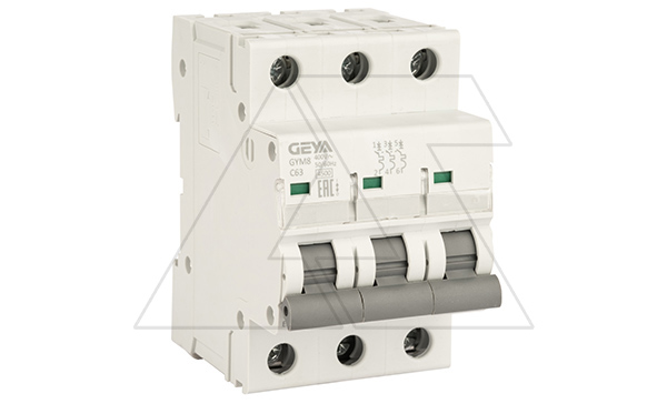 Авт. выключатель GYM8-3P-63C, 3P, 63A, хар-ка C, 4,5kA, 3M