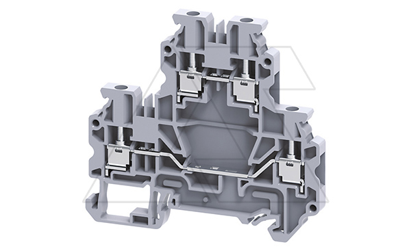 Клемма двухъярусная CYDL2.5 /5x70,5mm, винтовая, 4 присоед., 2,5(max 4)mm2, 24A, 500V, серая
