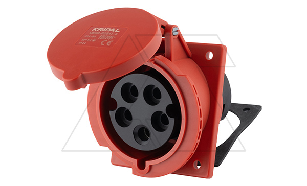 Разъем пром. силовой CEE встраиваемый наклонный, гнездо, 32A, 3P+N+E 6h, 346_415VAC 50/60Hz, уст. 80x90mm, IP44, серия Hexie