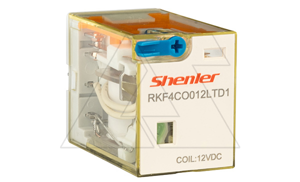 Реле RKF4CO012LTD1, 4CO, 6A(250VAC/30VDC), 12VDC, мех. индикация, тест-кнопка с блокировкой, диод +A1/-A2, LED