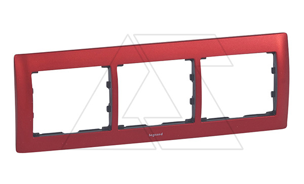 Galea Life - Рамка Metallic на 3 поста горизонтальная,Magic Red