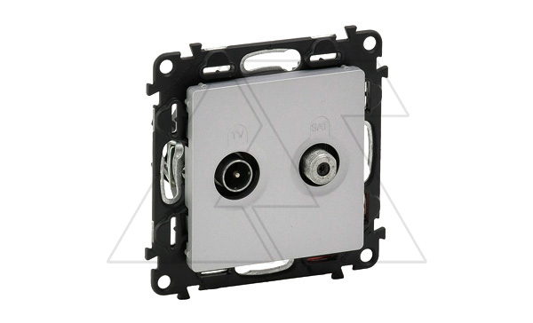 Valena Life - Розетка TV-SAT простая 5-862MHz/950-2400MHz, алюминий (инд. упаковка)