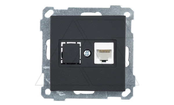 21 - Розетка 1хRJ-45 кат. 6 UTP, черный мат