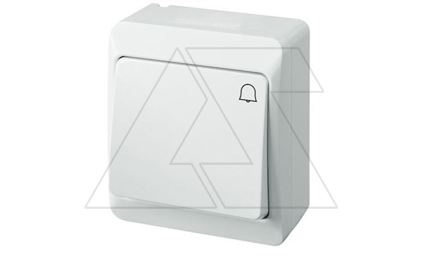 HERMES - Выключатель кнопочный с пиктограммой "звонок", 10A/250V, IP44, белый