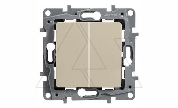 Etika - Выключатель двухклавишный с подсветкой (сл.кость)