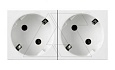 Mosaic - Розетка двойная, 2х2P+E, 4M, защ. шторки, пруж. зажимы,  со смещением контактов 45°, белый от интернет-магазина amperkin.by