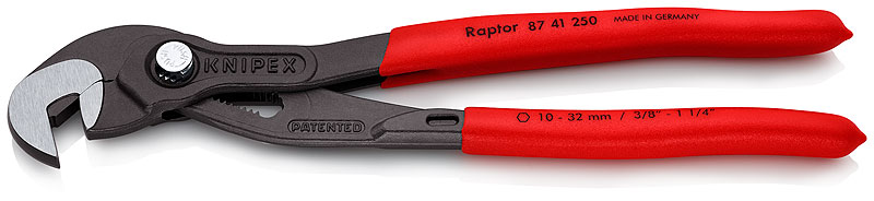 Клещи переставные RAPTOR® - гаечный ключ, 10 - 32 мм (3/8" - 1 1/4"), L-250 мм, Cr-V, серые, обливные рукоятки, SB (KNIPEX)