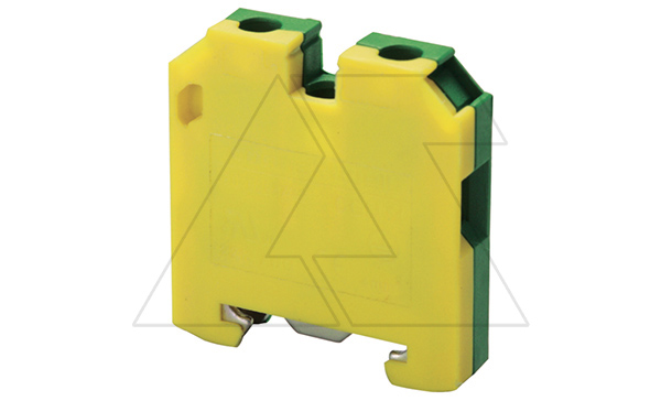 Мини-клемма защитного проводника CGMT4 /6x27mm, DIN15, винтовая, 2 присоед., 4(max 6)mm2, желто-зеленая