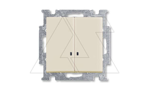 Basic 55 - Выключатель двухклавишный с подсветкой (сл.кость, блистер)