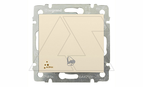 Valena - Выключатель без фиксации с символом звонка 10A, IP 44, сл.кость