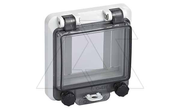 Накладка защитная TPC с прозрачной крышкой на 4 модуля 93×100×28мм с дин-рейкой и кроншт. в комплекте, IP66