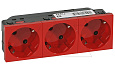 Mosaic - Розетка тройная, 3х2P+E, 6M, защ. шторки, пруж. зажимы,  со смещением контактов 45°, красный от интернет-магазина amperkin.by