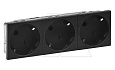 Mosaic - Розетка тройная, 3х2P+E, 6M, защ. шторки, пруж. зажимы,  со смещением контактов 45°, матовый черный от интернет-магазина amperkin.by