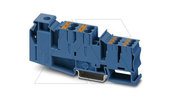 Клемма потенциальная PTU 35/4X6/6X2,5 BU /16,3mm, гибридная, 1 присоед. x35mm2, 4 присоед. x6mm2, 4 присоед. x2,5mm2, 105A, 1000V, синяя