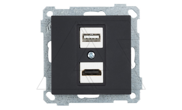 21 - Розетка HDMI + USB Type A, для передачи данных, черный мат