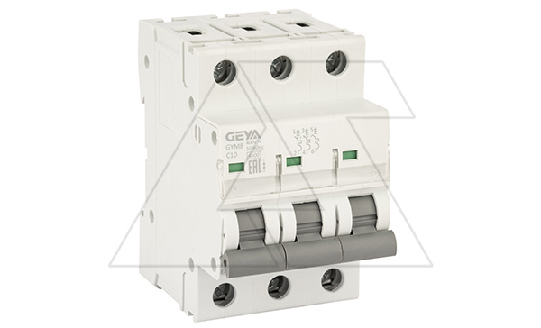 Авт. выключатель GYM8-3P-10C, 3P, 10A, хар-ка C, 4,5kA, 3M, без подкл. AU8, AL8.