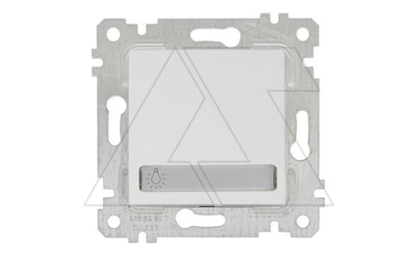 Rita - Выключатель кнопочный с подсветкой, с маркировкой, пруж. зажимы, белый