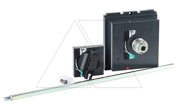 Рукоятка выносная поворотная RHE на дверь, с основанием и осью 470mm, черная, IP40, для SDM6-400_SDM6-630