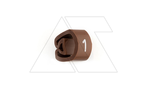 Маркер кольцевой RMS-01 59541-1, D кабеля 1,3-3mm, 0,35-1mm2, символ "1", PVC, коричневый (упак. 1000шт.)