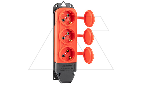 Tena - Блок розеточный 3х2P+E c крышкой, IP44, моноблок, красный