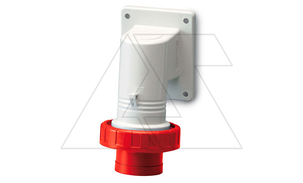 Разъем пром. силовой CEE встраиваемый угловой, штекер, 16A, 3P+N+E 6h, 346_415VAC, уст. 70х87mm, IP66/IP67, серия EUREKA