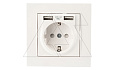 Rita - Розетка 2P+E, с 2xUSB Type A 2,4A (однопостовой монтаж в комплекте с рамкой), белый от интернет-магазина amperkin.by
