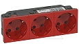 Mosaic - Розетка с механ. блокировкой тройная 3х2P+E, 6M, защ. шторки, пруж. зажимы,  со смещением контактов 45°, красный от интернет-магазина amperkin.by