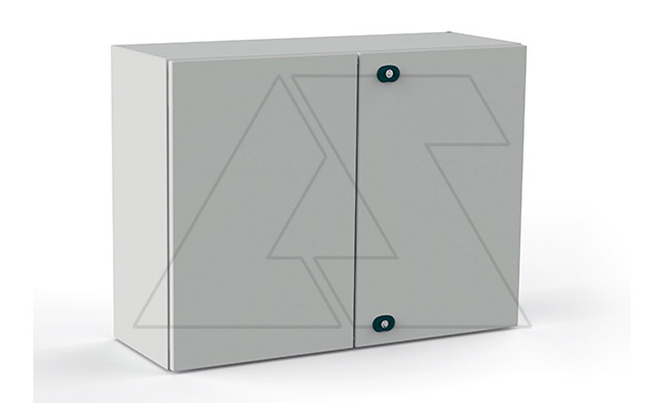 Щит ECOR моноблочный 1000x1200x300мм (ВхШхГ) навесной с монтажной панелью, 2 глухие двери, ригельный замок, 2 пластины кабельного ввода, RAL7035, IP55