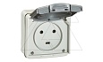 PLEXO - Розетка 2P+E, 20А, IP55, накладной монтаж, в сборе, серый от интернет-магазина amperkin.by