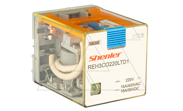 Реле REH3CO220LTD1, 3CO, 16A(400VAC/30VDC), 220VDC, мех. индикация, тест-кнопка с блокировкой, диод +A1/-A2, LED