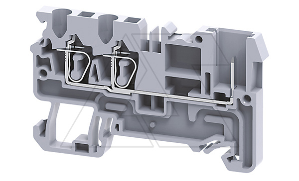 Клемма проходная CX2.5/3/1B /5x62,5mm, пружинная, штекерный отвод, 3 присоед., 2,5(max 4)mm2, 24A, 500V, серая