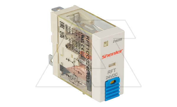 Реле RFT1CO024LTD1, 1CO, 12A(250VAC/30VDC), 24VDC, мех. индикация, тест-кнопка с блокировкой, диод +A1/-A2, LED