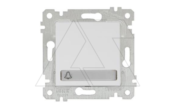 Rita - Выключатель кнопочный с подсветкой 12В, с маркировкой, пруж. зажимы, белый