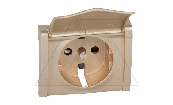 Galea Life - Обрамление для розетки 2Р+Е нем.стд. со шторками с крышкой, Titanium